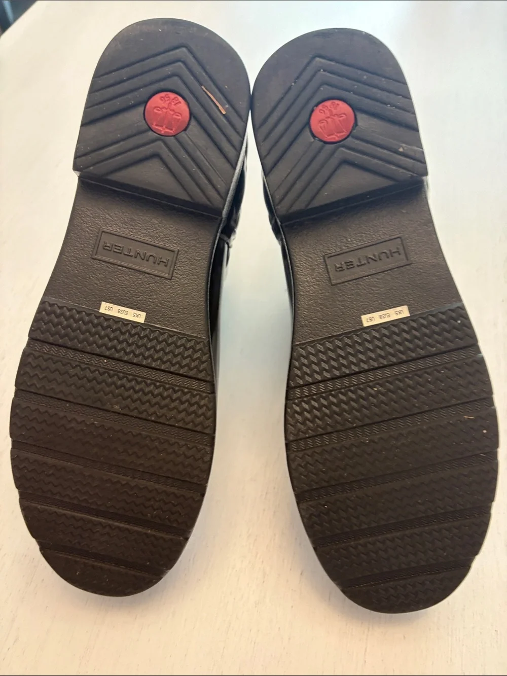 Hunter Black Rubber Rain Boots with Logo Sole